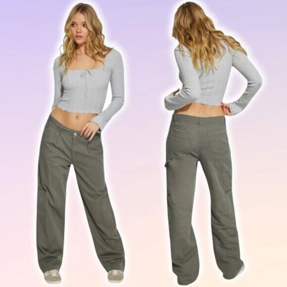 Garage Pants - NWT GARAGE Willow Slouchy Carpenter Pant Size XS Sage Green